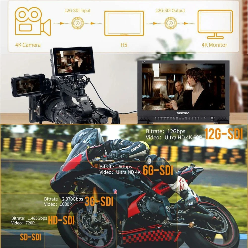 FEELWORLD H5 5.5 Inch 1200nit High Brightness Monitor 12G SDI HD 2.0 Touch Screen Camera Field Monitor - 4