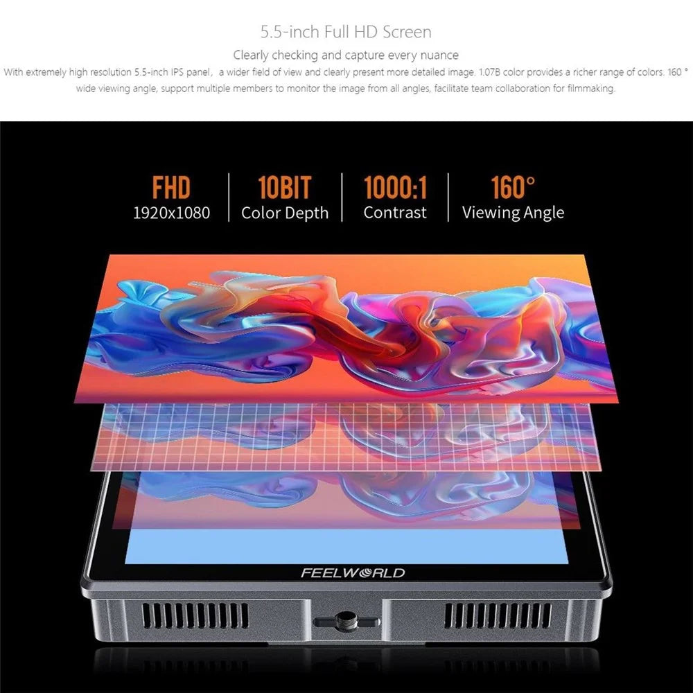 FEELWORLD H5 5.5 Inch 1200nit High Brightness Monitor 12G SDI HD 2.0 Touch Screen Camera Field Monitor - 5