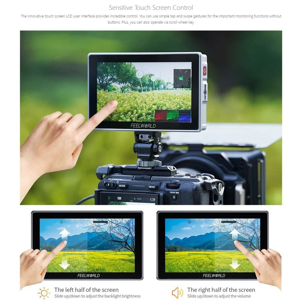 FEELWORLD H5 5.5 Inch 1200nit High Brightness Monitor 12G SDI HD 2.0 Touch Screen Camera Field Monitor - 7