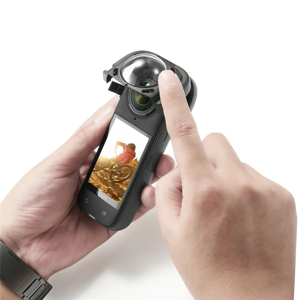 086 For Insta360 X4 Action Camera Lens Protector ABS + Tempered Glass Snap-on Lens Guard - 5