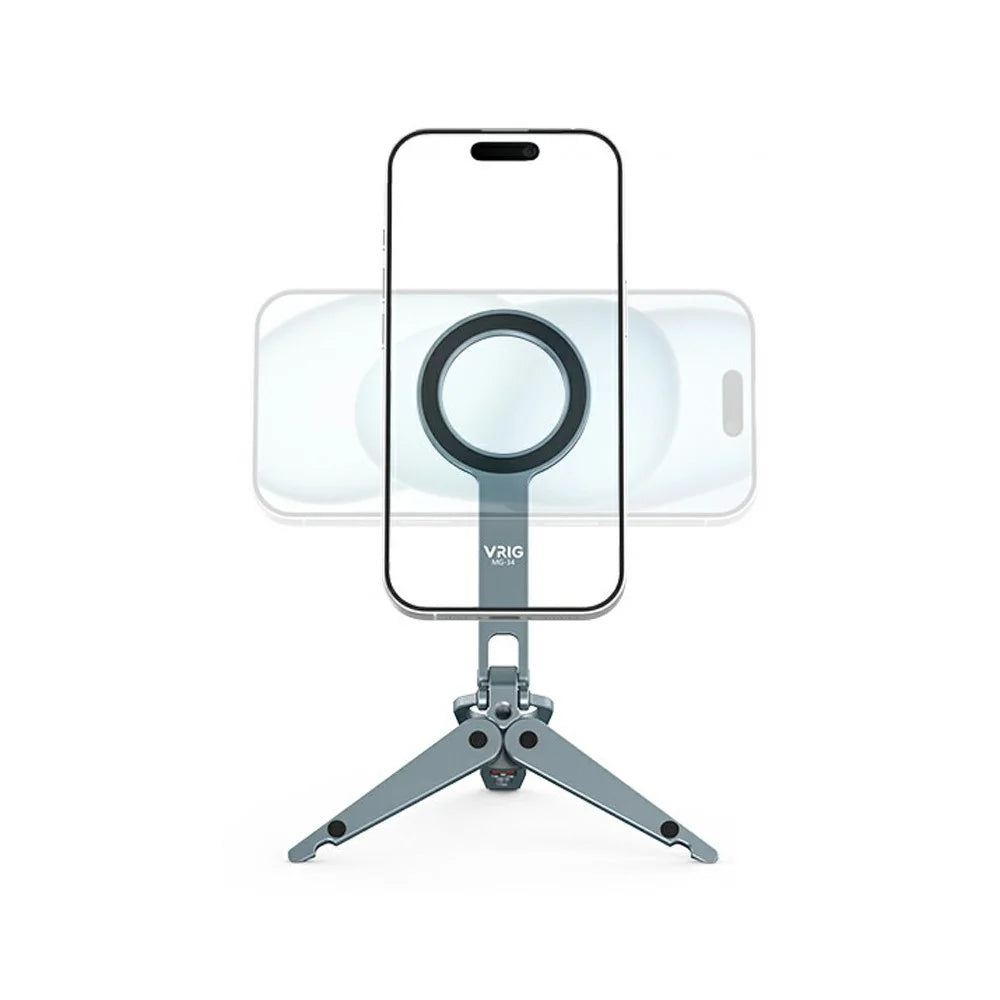 VRIG MG-34 Multifunctional Magnetic Foldable Tripod Stand Selfie Stick Desktop Phone Holder with Cold Shoe / Arca-Swiss Mount / 1 / 4" Screw Hole - 1
