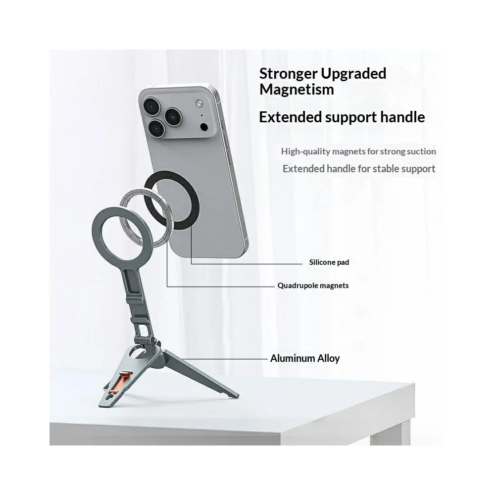 VRIG MG-34 Multifunctional Magnetic Foldable Tripod Stand Selfie Stick Desktop Phone Holder with Cold Shoe / Arca-Swiss Mount / 1 / 4" Screw Hole - 3