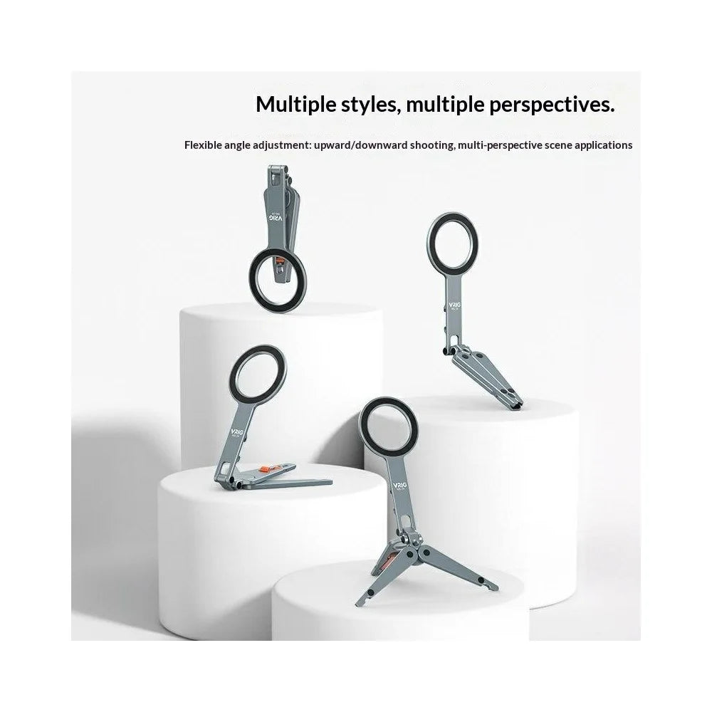 VRIG MG-34 Multifunctional Magnetic Foldable Tripod Stand Selfie Stick Desktop Phone Holder with Cold Shoe / Arca-Swiss Mount / 1 / 4" Screw Hole - 4