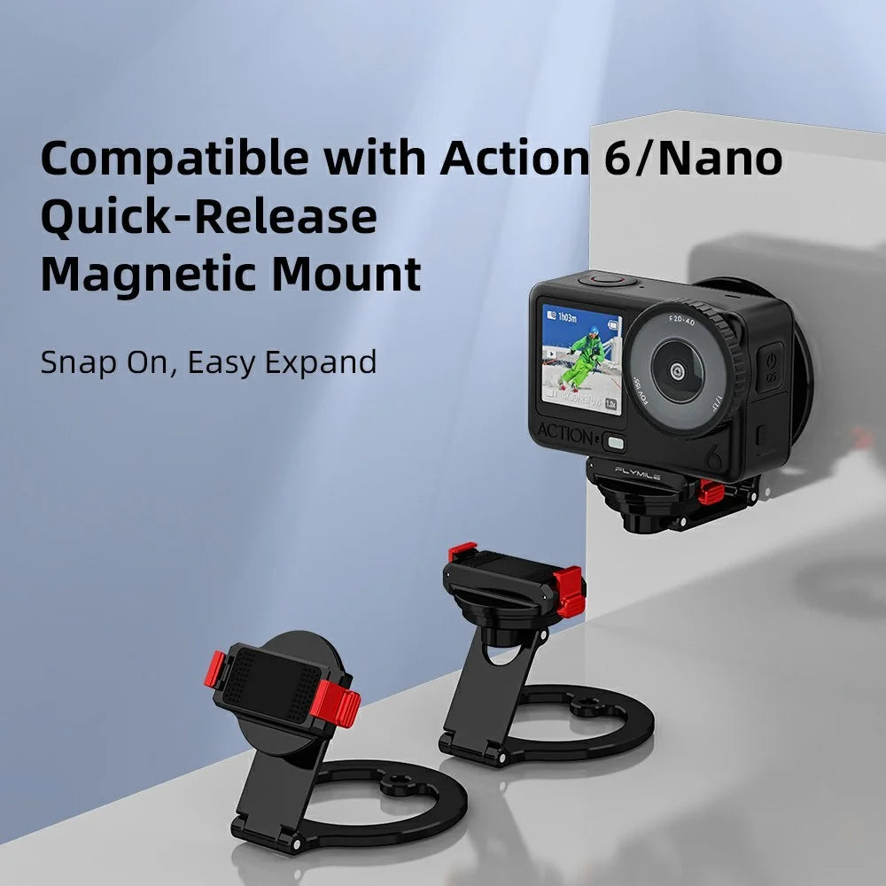 FLYMILE For DJI Osmo Action 6  /  Nano Dual-Sided Magnetic Holder Aluminum Alloy Quick-Release Magnetic Mount - 2