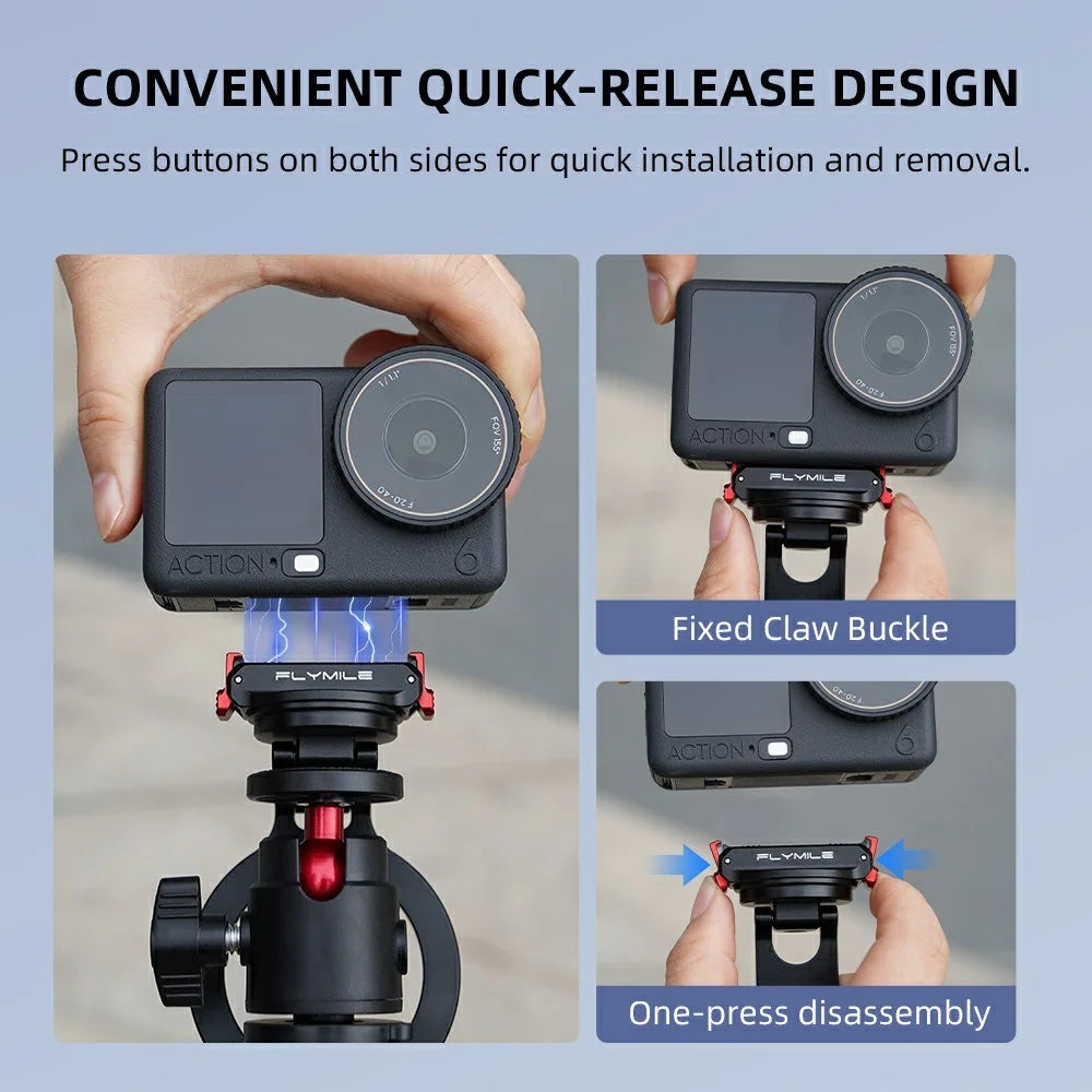 FLYMILE For DJI Osmo Action 6  /  Nano Dual-Sided Magnetic Holder Aluminum Alloy Quick-Release Magnetic Mount - 4