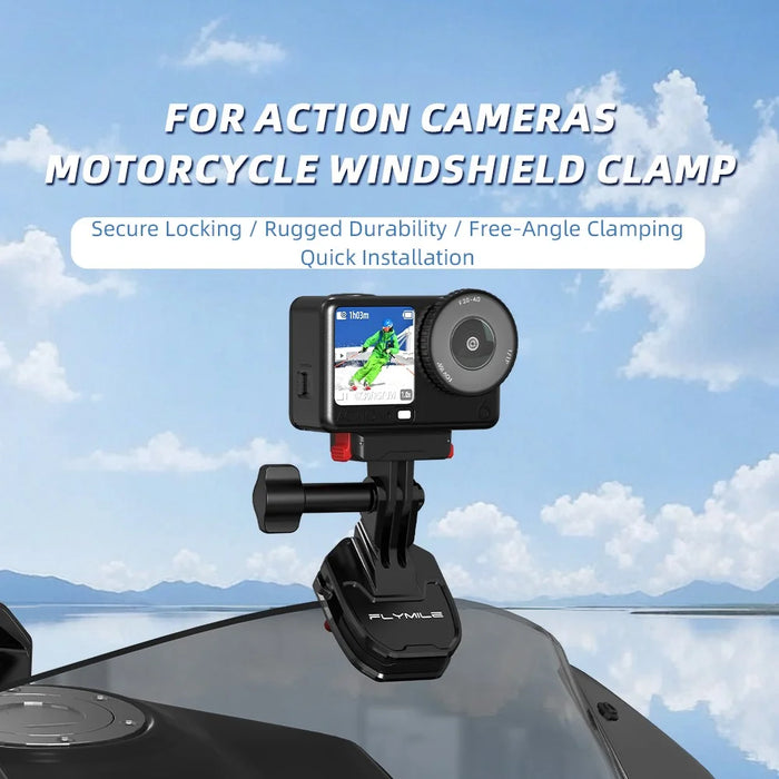 FLYMILE Motorcycle Windshield Mount for Action Cameras Clamp Holder - 3