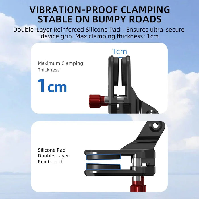 FLYMILE Motorcycle Windshield Mount for Action Cameras Clamp Holder - 5