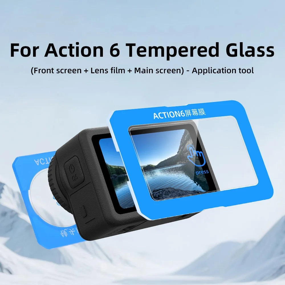FLYMILE For DJI Osmo Action 6 Front and Rear Screen Protector Tempered Glass Lens Film with Application Tool Set - 5