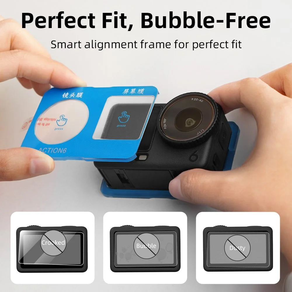 FLYMILE For DJI Osmo Action 6 Front and Rear Screen Protector Tempered Glass Lens Film with Application Tool Set - 7