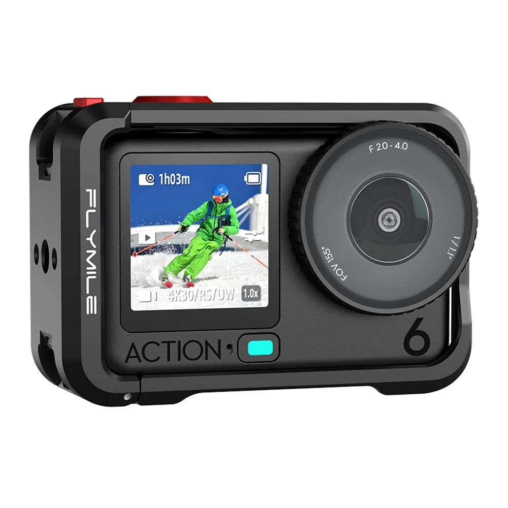 FLYMILE Single Opening Camera Cage for DJI Osmo Action 6 Protective Metal Frame with Cold Shoe and 1  /  4" Thread - 6