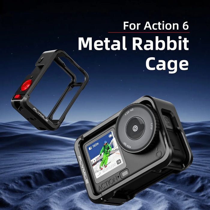 FLYMILE Single Opening Camera Cage for DJI Osmo Action 6 Protective Metal Frame with Cold Shoe and 1  /  4" Thread - 7