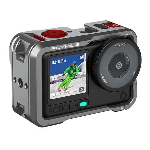 FLYMILE Double Opening Camera Cage for DJI Osmo Action 6 Protective Metal Frame with Cold Shoe and 1  /  4" Thread - 2