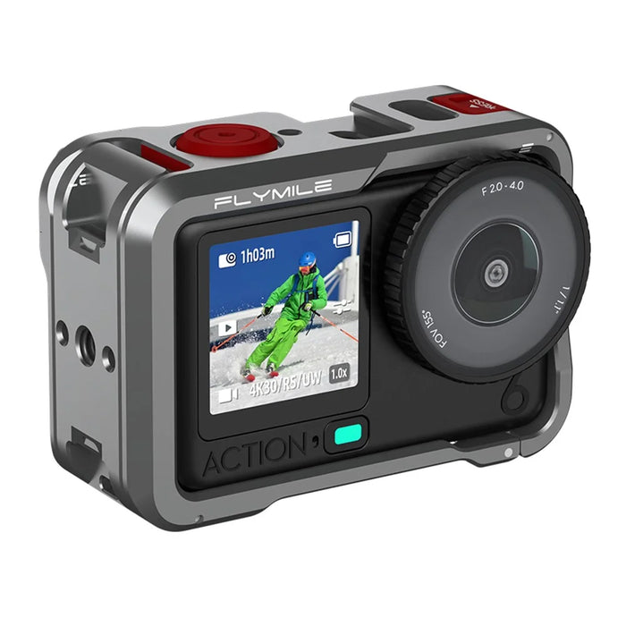 FLYMILE Double Opening Camera Cage for DJI Osmo Action 6 Protective Metal Frame with Cold Shoe and 1  /  4" Thread - 2