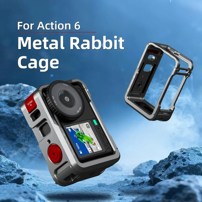 FLYMILE Double Opening Camera Cage for DJI Osmo Action 6 Protective Metal Frame with Cold Shoe and 1  /  4" Thread - 7