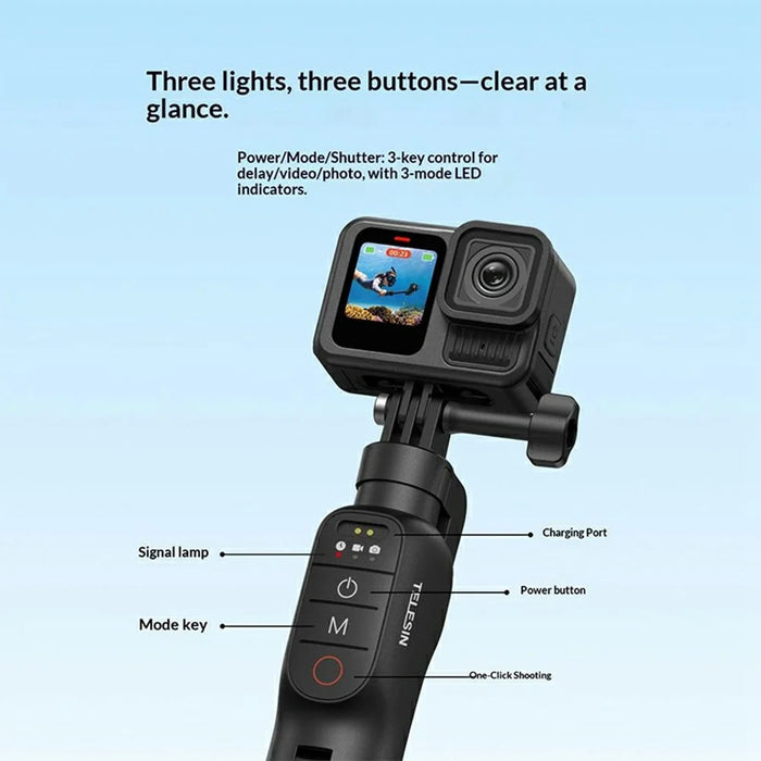 TELESIN S1-TSS-07 Floating Selfie Stick for GoPro MAX / 13 / 12 / 11 / 10 / 9 Underwater Photography Extendable Tripod with Bluetooth-compatible Remote - 3