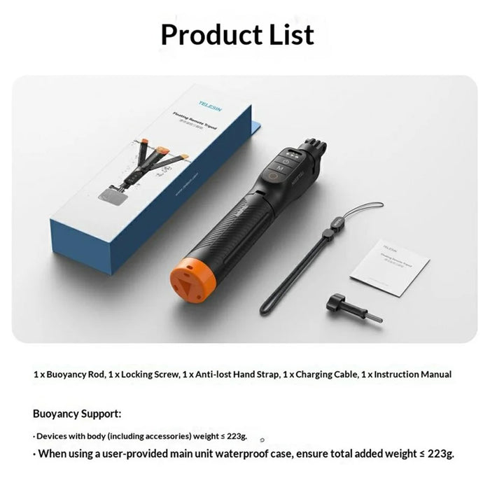 TELESIN S1-TSS-07 Floating Selfie Stick for GoPro MAX / 13 / 12 / 11 / 10 / 9 Underwater Photography Extendable Tripod with Bluetooth-compatible Remote - 7
