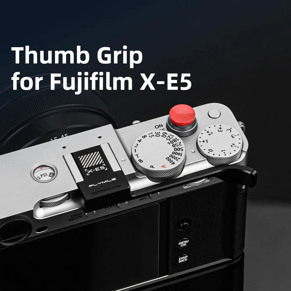 FLYMILE Thumb Grip for Fujifilm X-E5 Camera Thumbs Up Rest Hand Grip with Hot Shoe Cover - Silver - 3