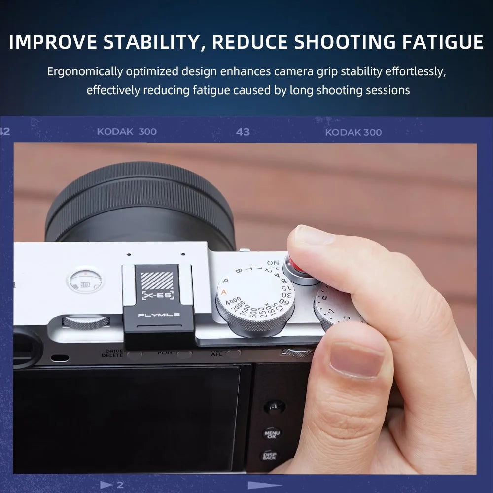 FLYMILE Thumb Grip for Fujifilm X-E5 Camera Thumbs Up Rest Hand Grip with Hot Shoe Cover - Silver - 4