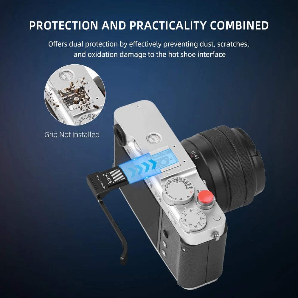 FLYMILE Thumb Grip for Fujifilm X-E5 Camera Thumbs Up Rest Hand Grip with Hot Shoe Cover - Silver - 5