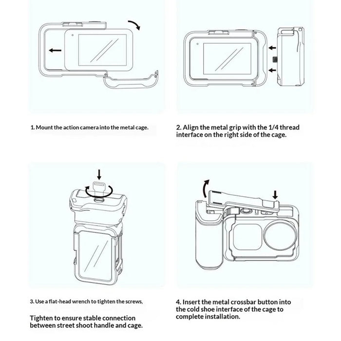 TELESIN For DJI Osmo Action 6 Street Photography Handle Kit Aluminum Alloy Quick-Release Camera Cage with TF Card Slot - 6