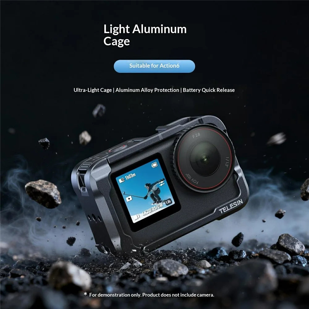 TELESIN S6-FMS-35-TDJ For DJI Osmo Action 6 Aluminum Alloy Camera Cage Ultra Light Shockproof Action Camera Protective Case - 2