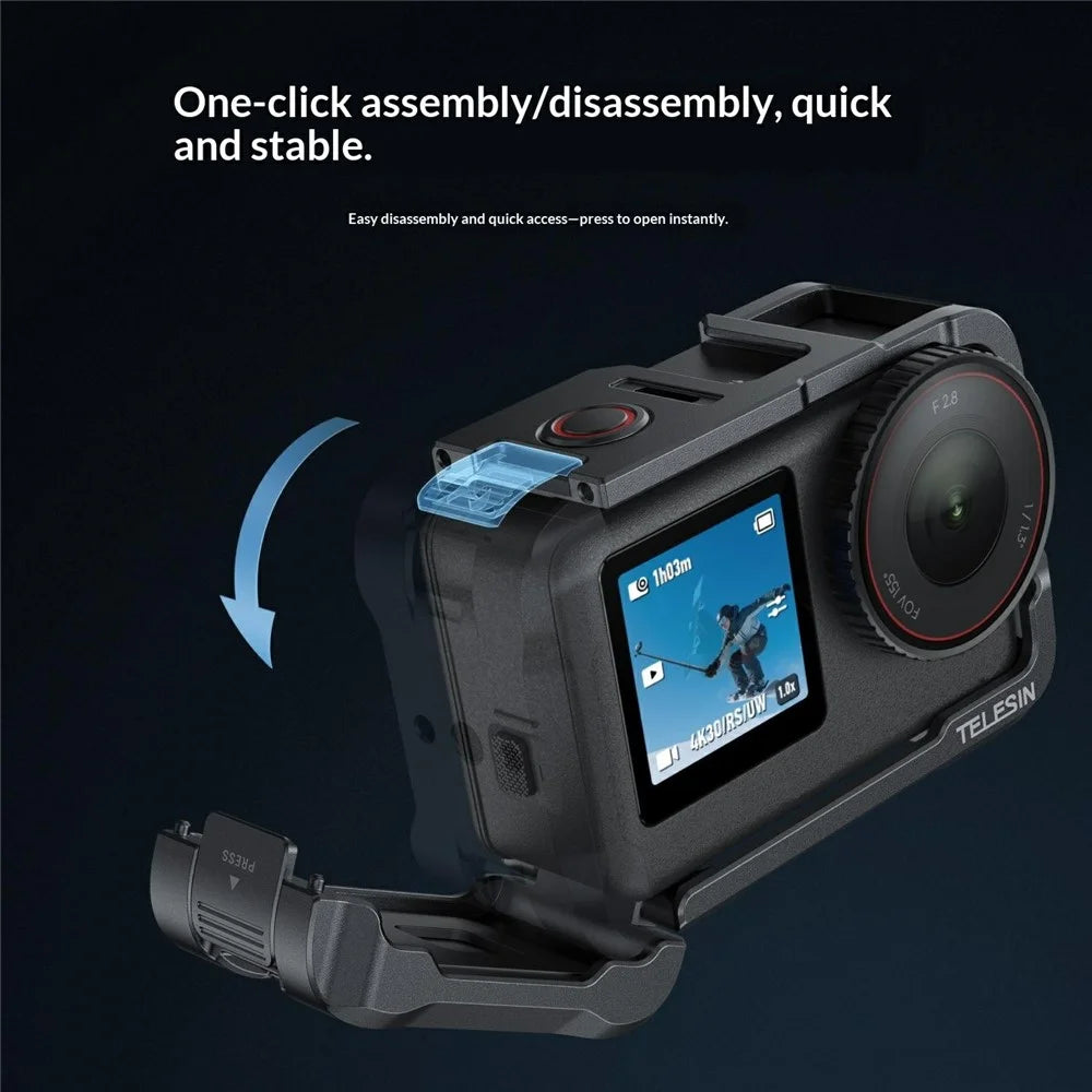 TELESIN S6-FMS-35-TDJ For DJI Osmo Action 6 Aluminum Alloy Camera Cage Ultra Light Shockproof Action Camera Protective Case - 3