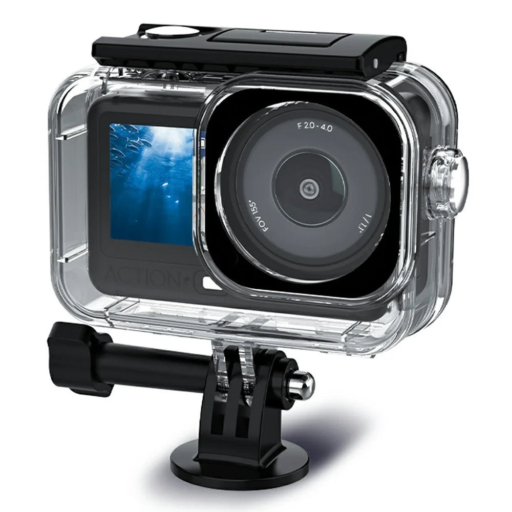 For DJI Osmo Action 6 60m Depth Camera Waterproof Case Transparent PC + Tempered Glass Anti Fog Underwater Housing - 1