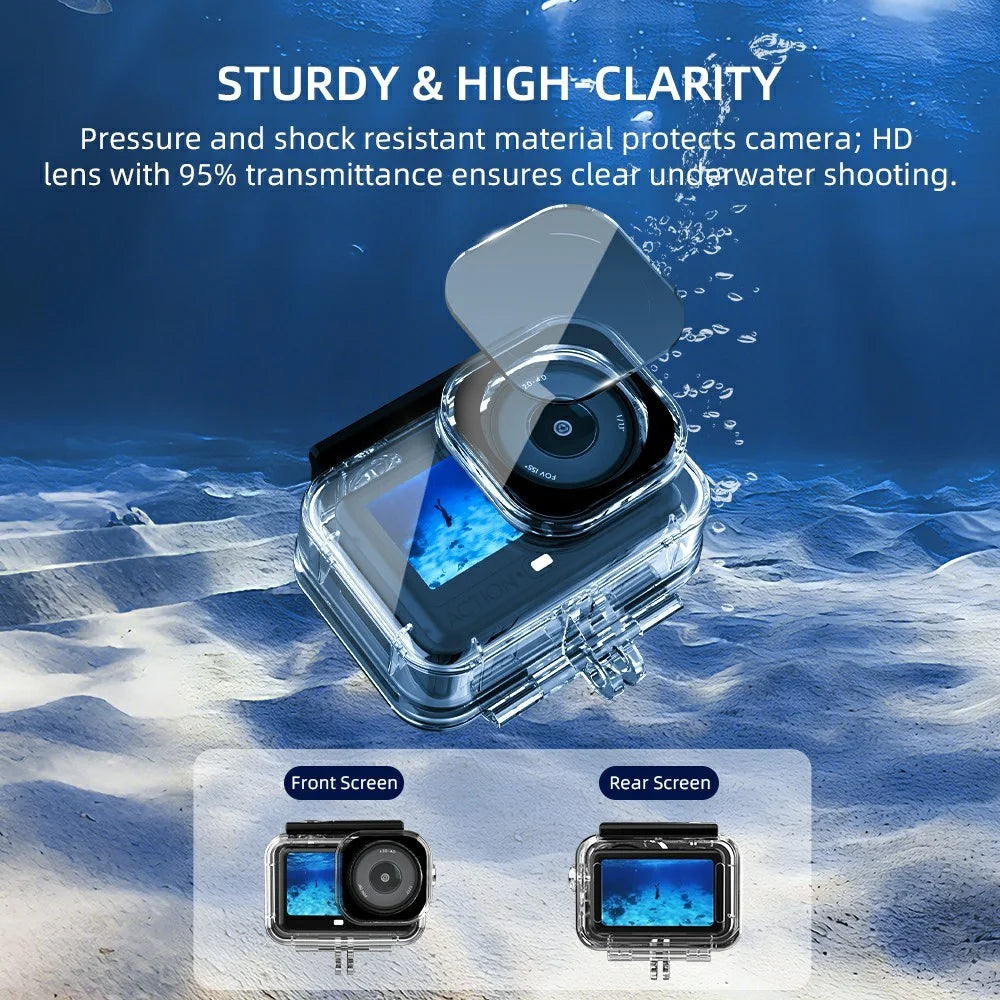 For DJI Osmo Action 6 60m Depth Camera Waterproof Case Transparent PC + Tempered Glass Anti Fog Underwater Housing - 5