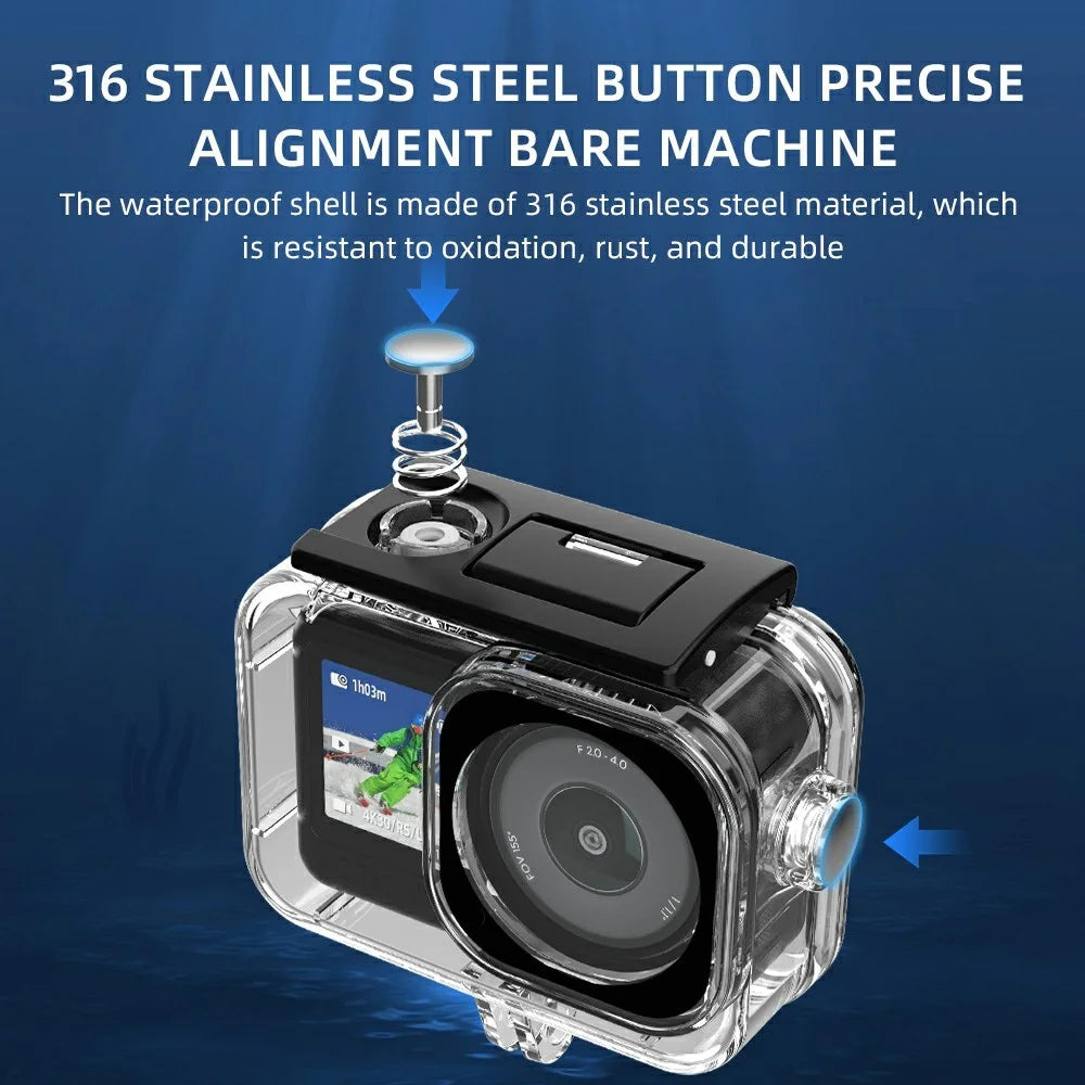 For DJI Osmo Action 6 60m Depth Camera Waterproof Case Transparent PC + Tempered Glass Anti Fog Underwater Housing - 7