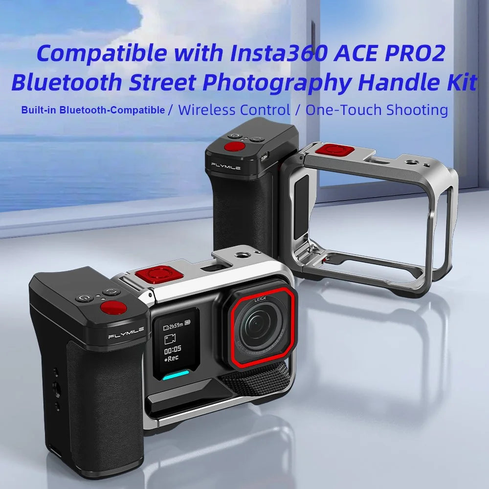 FLYMILE Bluetooth-compatible Street Photography Handle Kit for Insta360 Ace Pro 2 / Ace Pro / X5 Quick Release Ergonomic Grip - 6