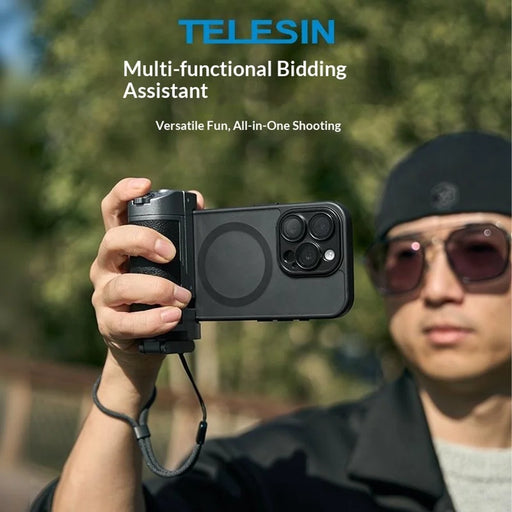 TELESIN P1-MP-01 Bluetooth-compatible Phone Grip Extendable Selfie Stick with Remote for iPhone  /  Android - 2