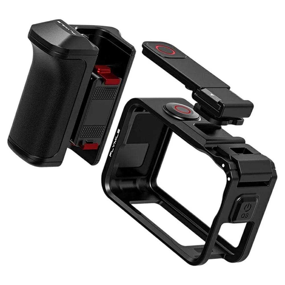 FLYMILE For DJI Osmo Action 6 Street Photography Handle Set Modular Design Magnetic Quick Release Cold Shoe Mount - Black - 1