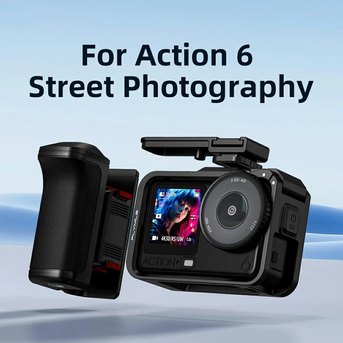 FLYMILE For DJI Osmo Action 6 Street Photography Handle Set Modular Design Magnetic Quick Release Cold Shoe Mount - Black - 2