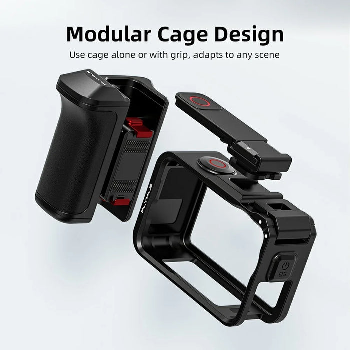 FLYMILE For DJI Osmo Action 6 Street Photography Handle Set Modular Design Magnetic Quick Release Cold Shoe Mount - Black - 5