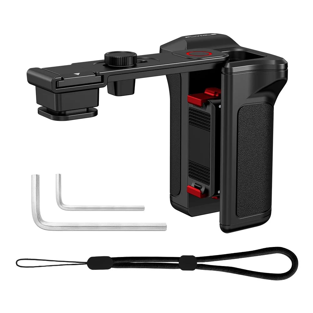 FLYMILE For DJI Osmo Action 6 Plastic Street Photography Handle Kit with Quick Release Base Adjustable Shutter - Black - 1