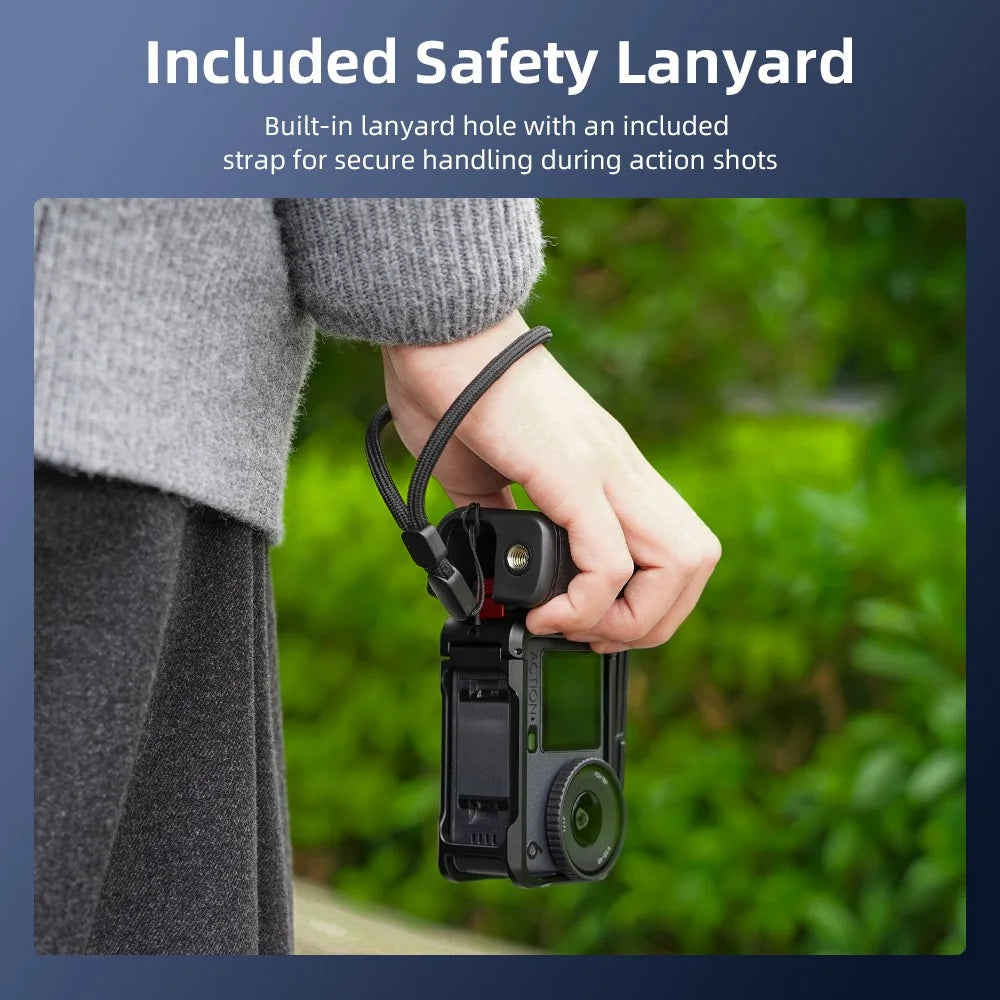 FLYMILE For DJI Osmo Action 6 Plastic Street Photography Handle Kit with Quick Release Base Adjustable Shutter - Black - 7