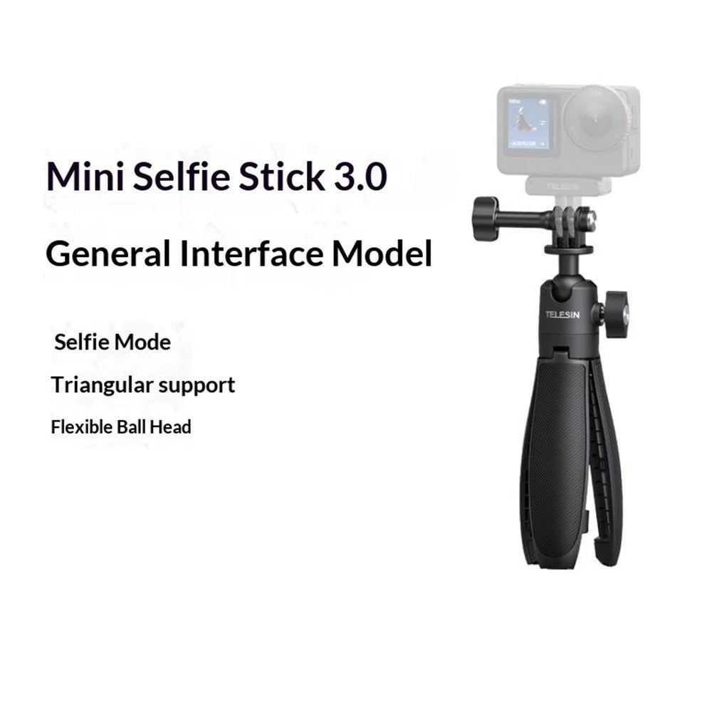 TELESIN S1-MNP-16 Mini Selfie Stick Aviation Aluminum Alloy Flexible Ball Head Extendable Tripod Stand - Black - 2