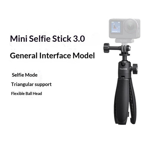 TELESIN S1-MNP-16 Mini Selfie Stick Aviation Aluminum Alloy Flexible Ball Head Extendable Tripod Stand - Black - 2
