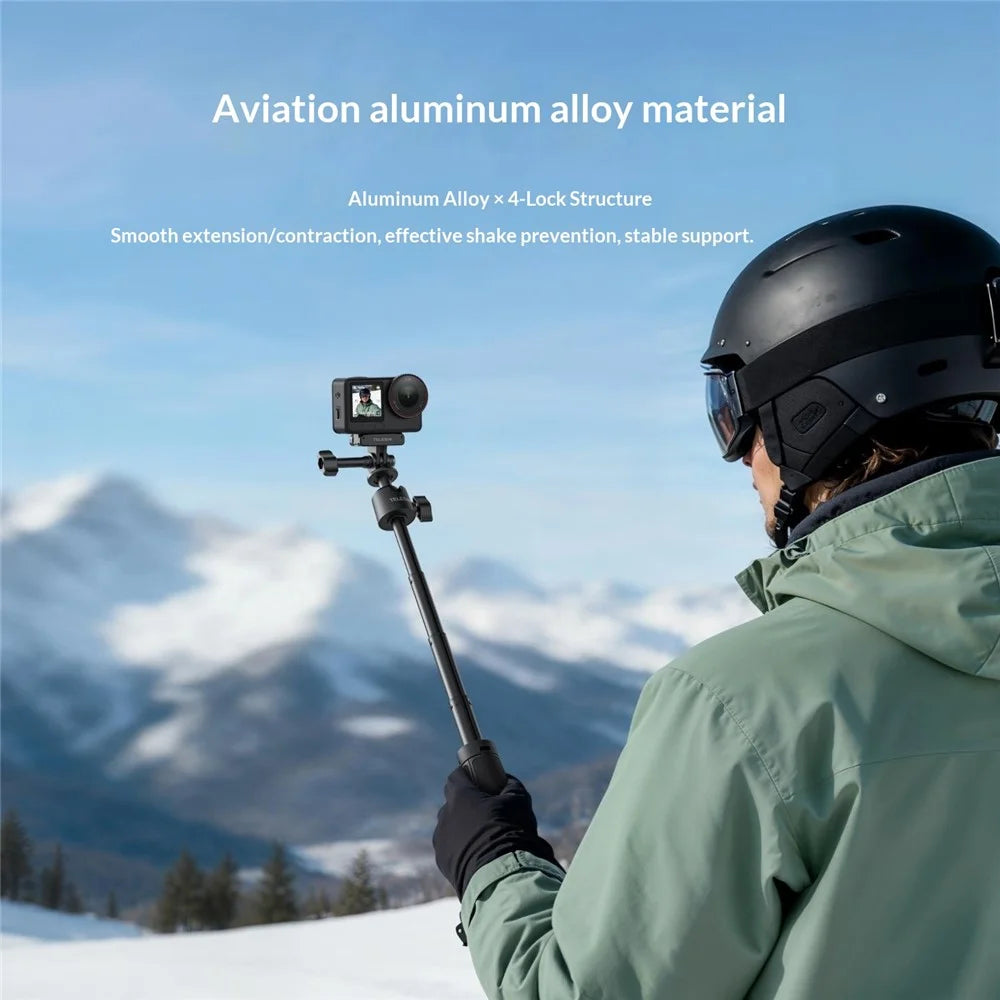 TELESIN S1-MNP-16 Mini Selfie Stick Aviation Aluminum Alloy Flexible Ball Head Extendable Tripod Stand - Black - 3