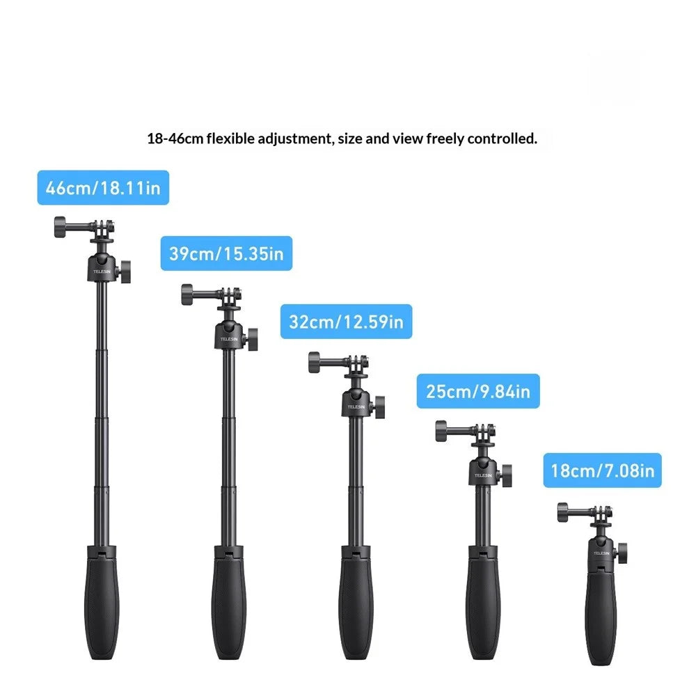 TELESIN S1-MNP-16 Mini Selfie Stick Aviation Aluminum Alloy Flexible Ball Head Extendable Tripod Stand - Black - 5