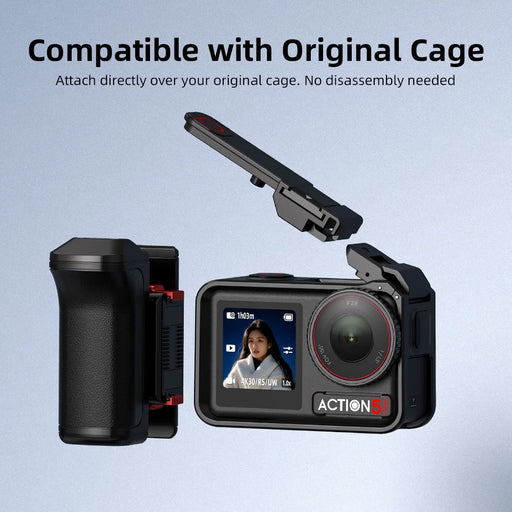 FLYMILE Hand Grip for DJI Osmo Action 5 Pro  /  4  /  3 Camera Magnetic Quick Release Street Photography Handle - Black - 2