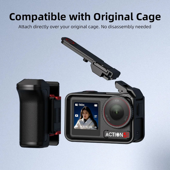 FLYMILE Hand Grip for DJI Osmo Action 5 Pro  /  4  /  3 Camera Magnetic Quick Release Street Photography Handle - Black - 2