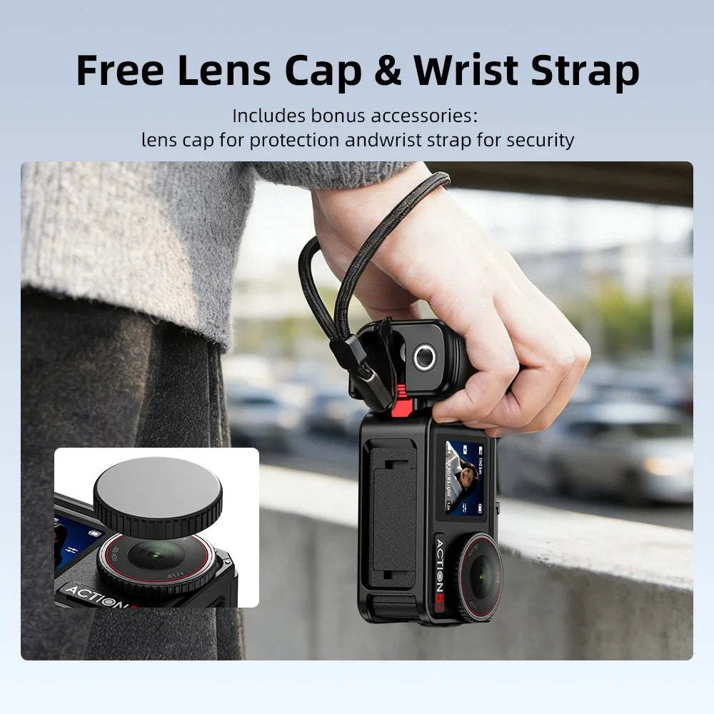 FLYMILE Hand Grip for DJI Osmo Action 5 Pro  /  4  /  3 Camera Magnetic Quick Release Street Photography Handle - Black - 6