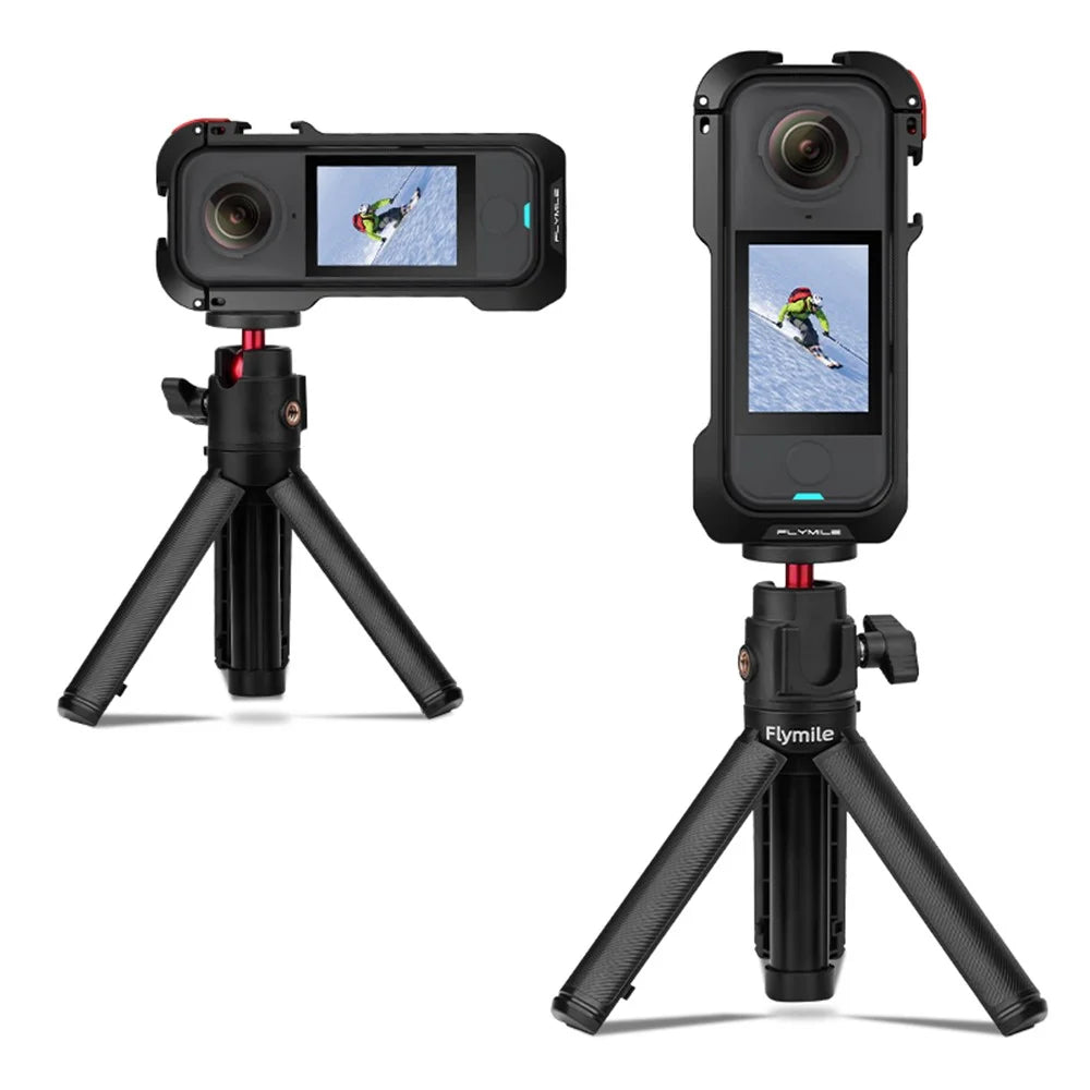 FLYMILE For Insta360 X4 Air Metal Rabbit Cage Expansion Protection Frame with Lens Cover - Black  /  Red - 3