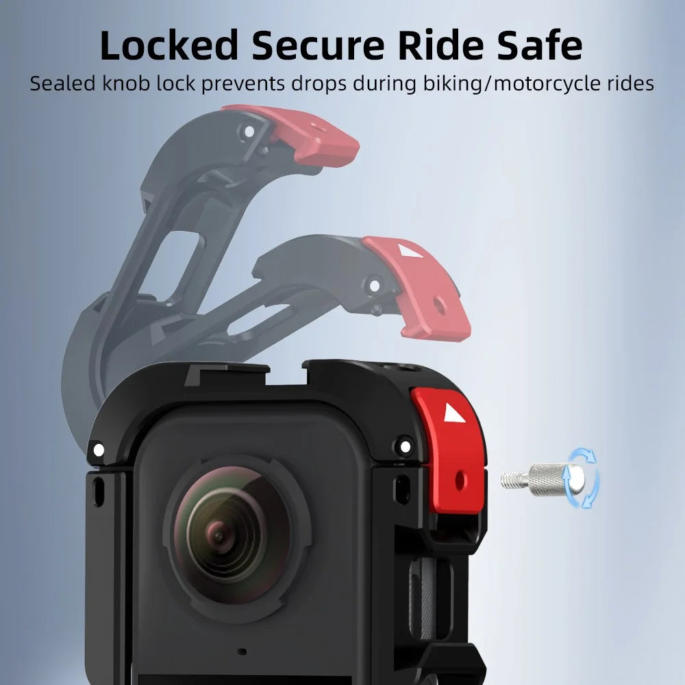 FLYMILE For Insta360 X4 Air Metal Rabbit Cage Expansion Protection Frame with Lens Cover - Black  /  Red - 7