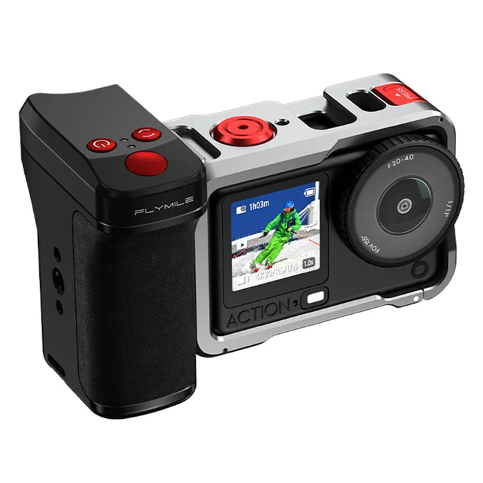 FLYMILE Photography Handle Kit for DJI Osmo Action 5 Pro / 4 / 3 Bluetooth-Compatible Street Camera Grip Holder - Black - 4
