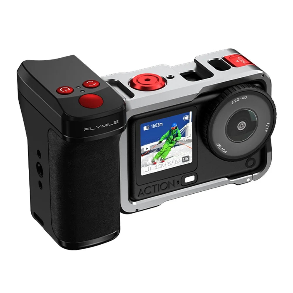 FLYMILE For DJI Osmo Action 6 Photography Handle Kit Bluetooth-Compatible Street Camera Grip Holder - Black - 3