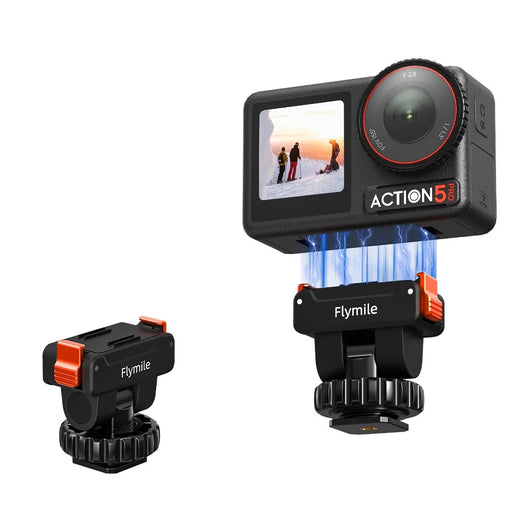 FLYMILE For DJI Osmo Action 5 Pro / 4 / 3 Magnetic Quick Release Cold Shoe Mount Adapter Camera Gimbal Base - Black - 2