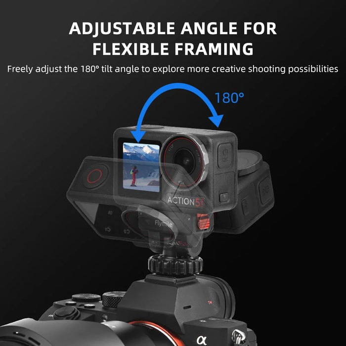 FLYMILE For DJI Osmo Action 5 Pro / 4 / 3 Magnetic Quick Release Cold Shoe Mount Adapter Camera Gimbal Base - Black - 7