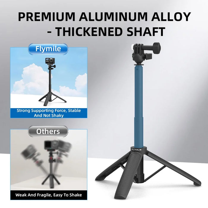 FLYMILE Action Camera Extension Tripod with 1 / 4 Interface, Ball Head 360-Degree Adjustable Telescopic Stand - Black - 7
